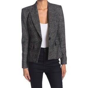 Veronica Beard Melvin Dickey Plaid Wool Blazer – Black/White – Size 6